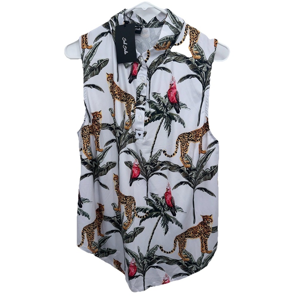 New Bad Birdie‎ XXL 2XL Sleeveless Golf Polo Tank Wildlife All Over Print Tennis - Picture 2 of 7